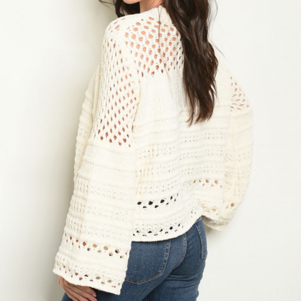 IVORY LAZER CUT SWEATER - Picture 2 of 7